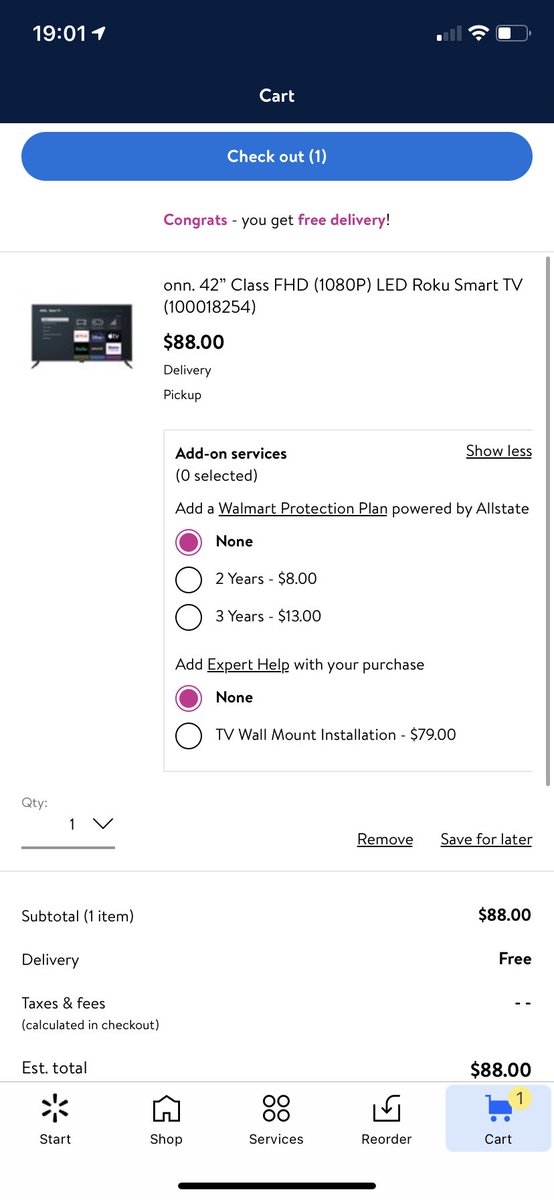 AnaLeigh143's tweet photo. Hey @Walmart why am I being told that this tv isn't sold by you? It's on your website and app and is being advertised for $88 for the Black Friday deal. WTF https://t.co/P3TbPsIxz3