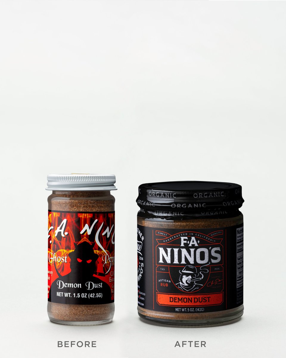 AffinityCreativ's tweet photo. What do you think of this fiery #package redesign we created for @GodfatherSauce? #hotsauce #packaging #labelrefresh #branding https://t.co/L3LlW9bl5l