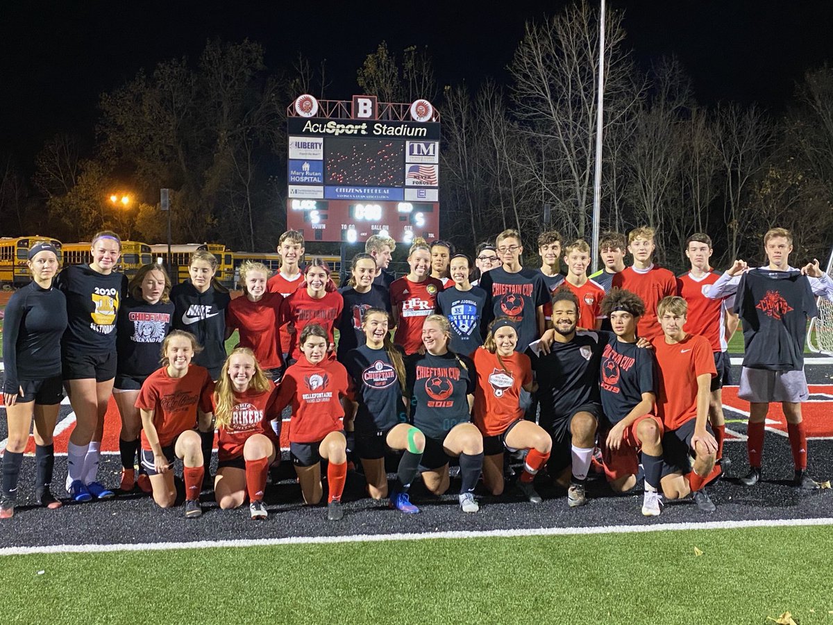 ChiefSoccer2012's tweet photo. Chieftain Cup!!  The “W” went to the Red team this year.  Playing the game we love!  Thanks for the memories SENIORS!! https://t.co/olaNKjZAMA