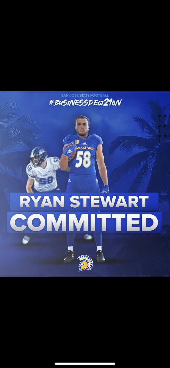 Ryan98Stewart's tweet image. After a long process, I’m excited to announce that I am committed to San Jose State University!! 💙💛 @SanJoseStateFB @CoachOglesby @CoachMarkarian