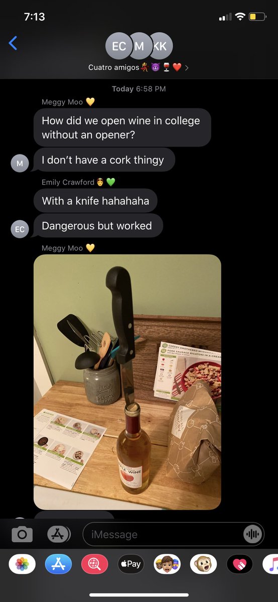 tooch_24's tweet photo. In more important news just a couple old college roomies trying to remember how to use a knife to open a bottle of wine 

@Meggy_Moooo @emilyy_ann13 @KaitlinKnoff https://t.co/YY3j2diyM0