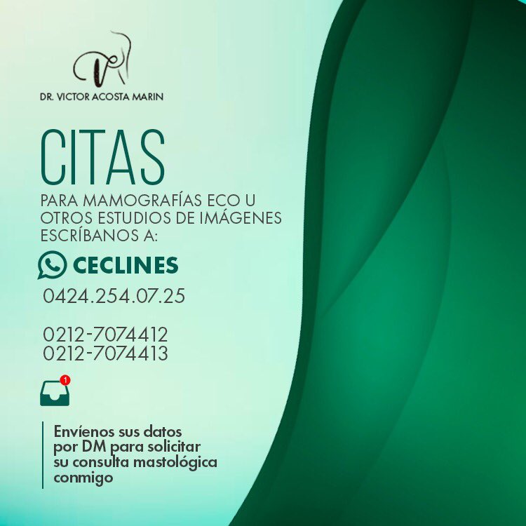DrVictorAcostaM's tweet photo. Todas nuestras pacientes tienen a su disposición los diferentes canales de comunicación para poder pedir citas e información.
Si requiere una cita para mamografías, ecos u otros estudios de imágenes, a través de los teléfonos de #CECLINES https://t.co/xvjEAGmyfa