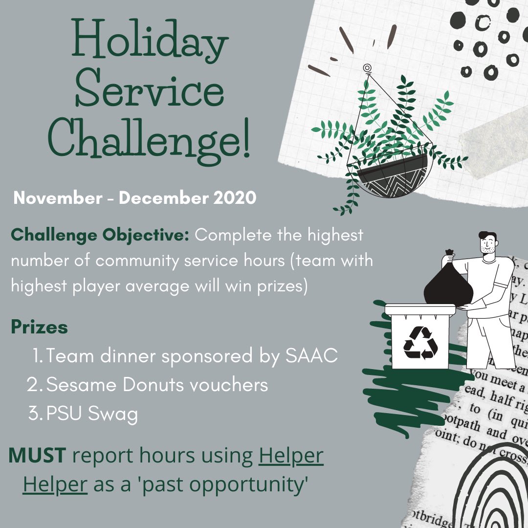 Get involved in the Holiday Service Challenge for your team to win some prizes!! Go Viks! #togetherviks #determinedviks