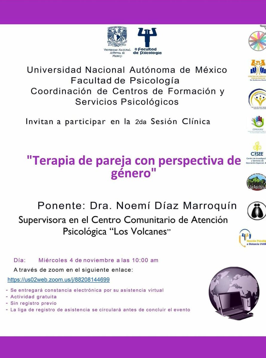 RositaCapa's tweet photo. VCO.- Terapia de pareja con perspectiva de género.
Ponente: Dra. Noemí Díaz Marroquín
@Psiquiatria_SAP @SSalud_mx @CapasCoahuila @ceca_coahuila @CONADICmx @zabicky @D_Videgaray @psiquijada @Jorgolvera @DraEvalinda @drabores @juntosxlapazmx @SusanaDistancia https://t.co/GVkNNFxuZE