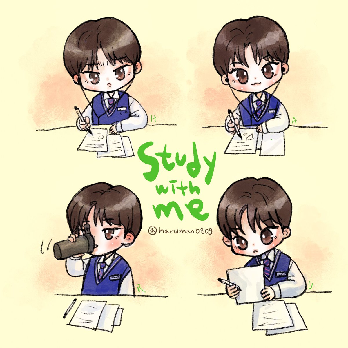 haruman0809's tweet photo. 📗Study with me💚
얼굴보느라 공부 못해요😖

I can’t study
because Eun-taek’s handsome face😖

#민현 #황민현 #minhyun #fanart #라이브온 https://t.co/DtsW9fYCc1