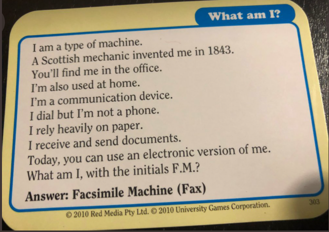 André Picard (@picardonhealth) on Twitter photo The facsimile machine was invented in 1843. It's still the primary mode of communication for many hospitals and clinicians in 2020 (even though we have computers now). via <a href="/ZaynaKhayat/">Zayna Khayat, PhD</a> #DigitalHealth #AxeTheFax🪓📠 The facsimile machine was invented in 1843. It's still the primary mode of communication for many hospitals and clinicians in 2020 (even though we have computers now). via <a href="/ZaynaKhayat/">Zayna Khayat, PhD</a> #DigitalHealth #AxeTheFax🪓📠