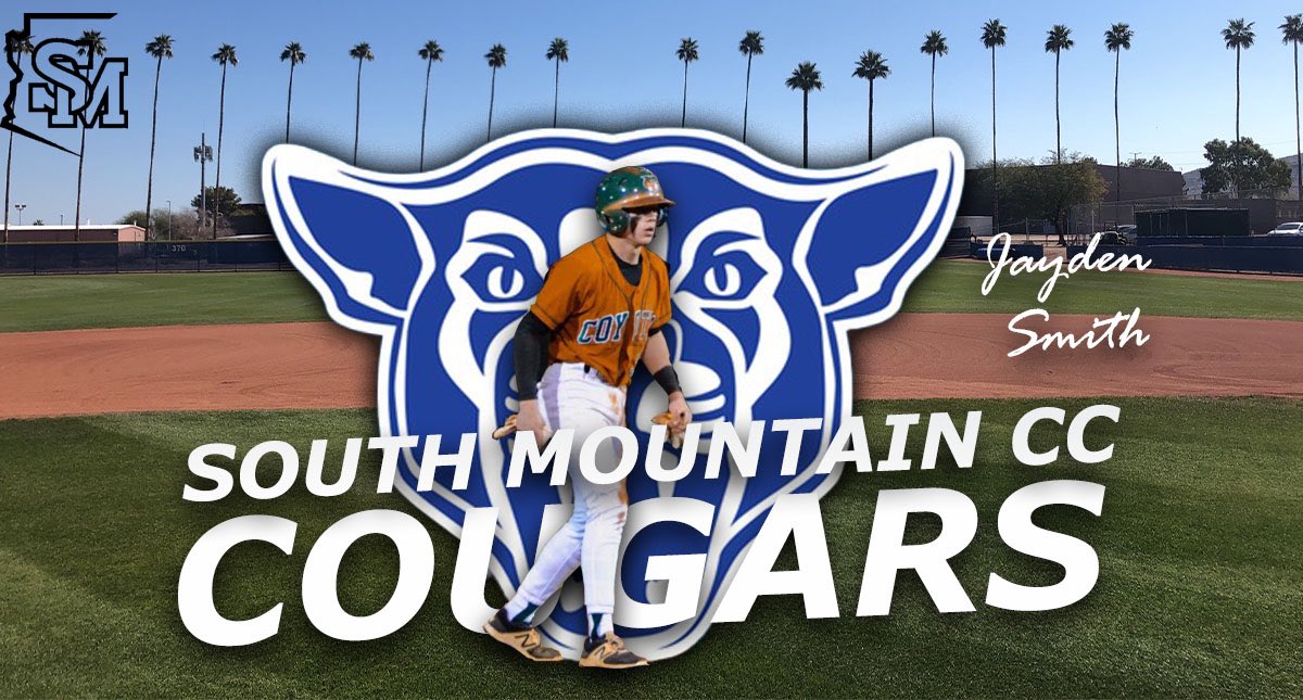 jayden_smith01's tweet photo. I am so humbled to announce that I have officially committed to continue my education and play baseball at South Mountain Community College. Thank you to all of the coaches, friends and especially my family for getting me to this point! #gocougs https://t.co/LxRCXZTiuh
