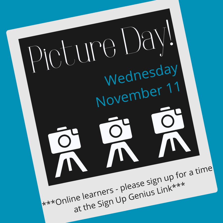 Picture day is Wednesday, November 11th from 8-9am.
Online learners sign up here for your time slot: buff.ly/3l14xQY
Everyone may pre-order online at buff.ly/3mRAQlX. Click on Buy Portraits and then click on Preorder Class Portraits, select Richland Elementary.