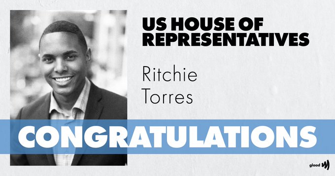 Congratulations to Ritchie Torres who was elected last night. He'll become one of the first LGBTQ+ people