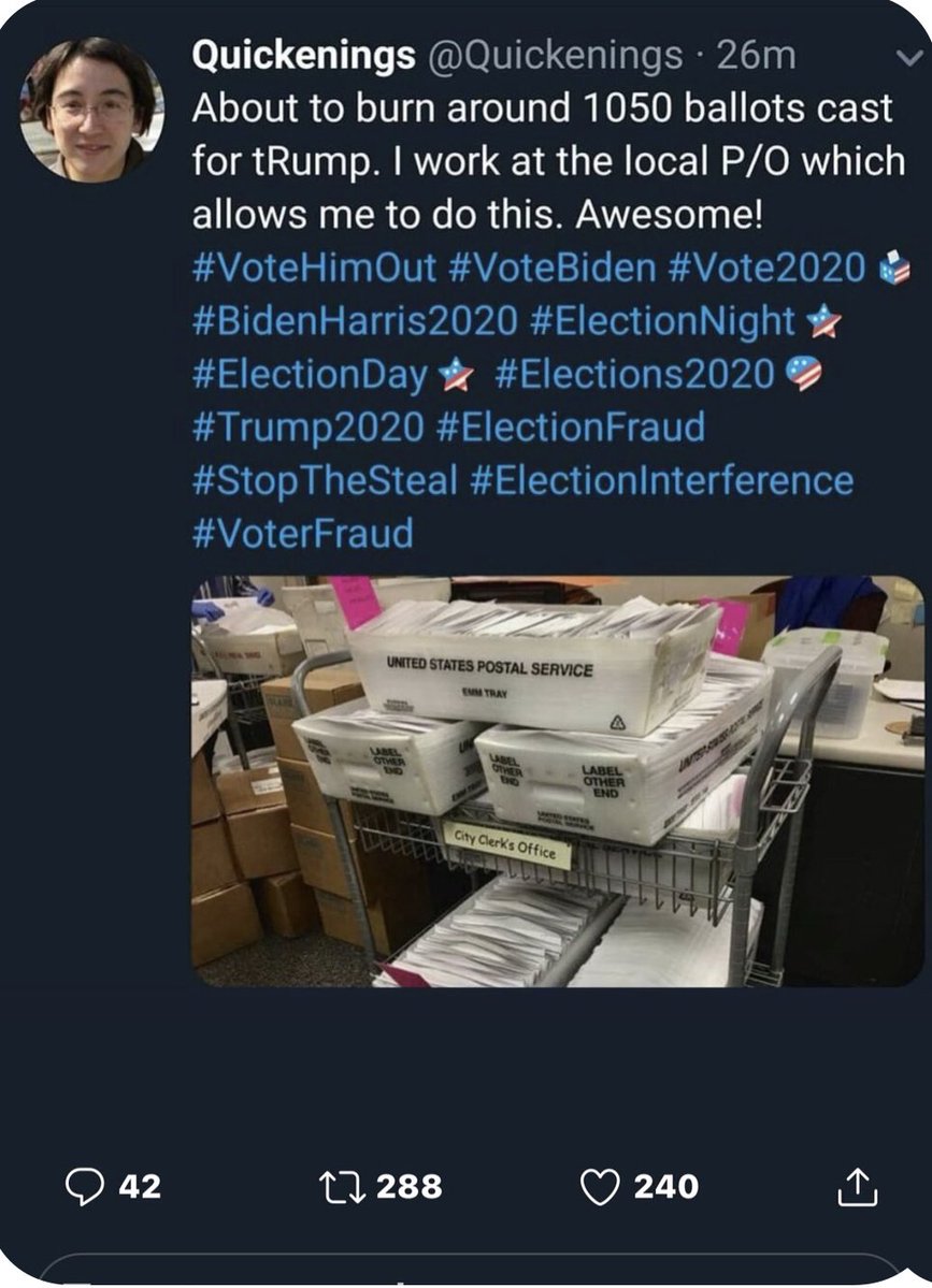 (32)Burn Trump votes. 