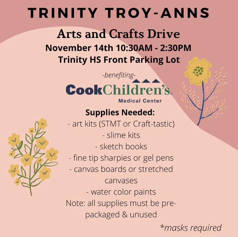 TrinityTroyAnns's tweet photo. Come see us with your donations on November 14th in the THS front parking lot! ❤️ https://t.co/mJi0yw5L2a