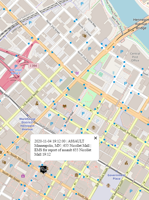 CrimeWatchMpls's tweet image. EMS for report of assault
655 Nicollet Mall
#DowntownMpls 
19:12