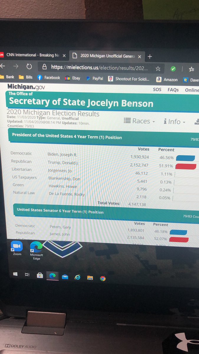 Jeremy_Hirata's tweet photo. @TuckerCarlson @FoxNews 

Someone should explain how BIDEN won MICHIGAN. All the meantime MICHIGAN STATE site says TRUMP is leading https://t.co/wIXSJTGo3B