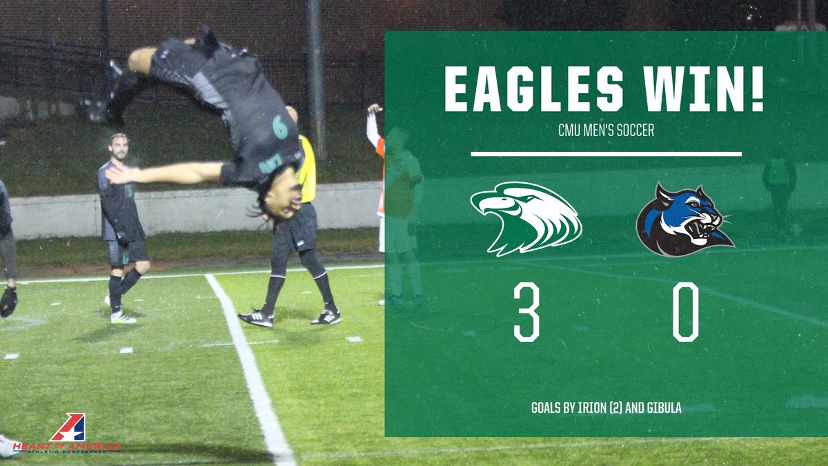 cmueagles's tweet photo. M⚽️, FINAL. The Eagles defeat the Wildcats by a score of 3-0. Goals were scored by Tom Irion (2) and Jonathan Gibula. https://t.co/KrQ4TZZtRa