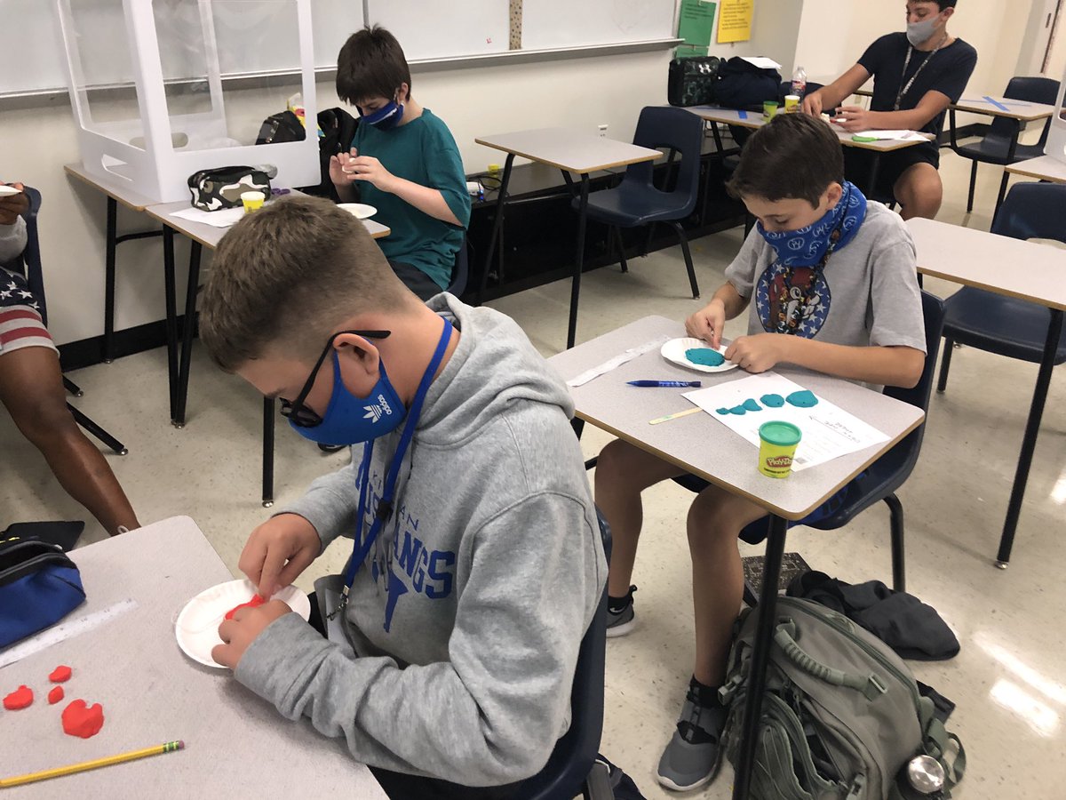 hillhollly's tweet photo. Social distanced Topography lab. So thankful the kids got to do some hands-on work today! We even had a special guest @Borcik_KMS #KMS_Science @Killian_MS https://t.co/zrEVr9Y5sv