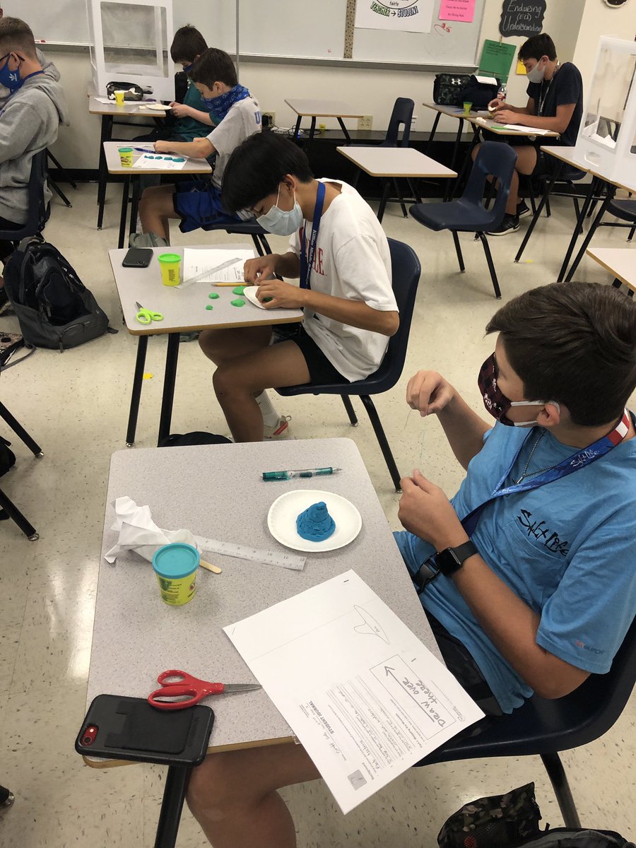 hillhollly's tweet photo. Social distanced Topography lab. So thankful the kids got to do some hands-on work today! We even had a special guest @Borcik_KMS #KMS_Science @Killian_MS https://t.co/zrEVr9Y5sv