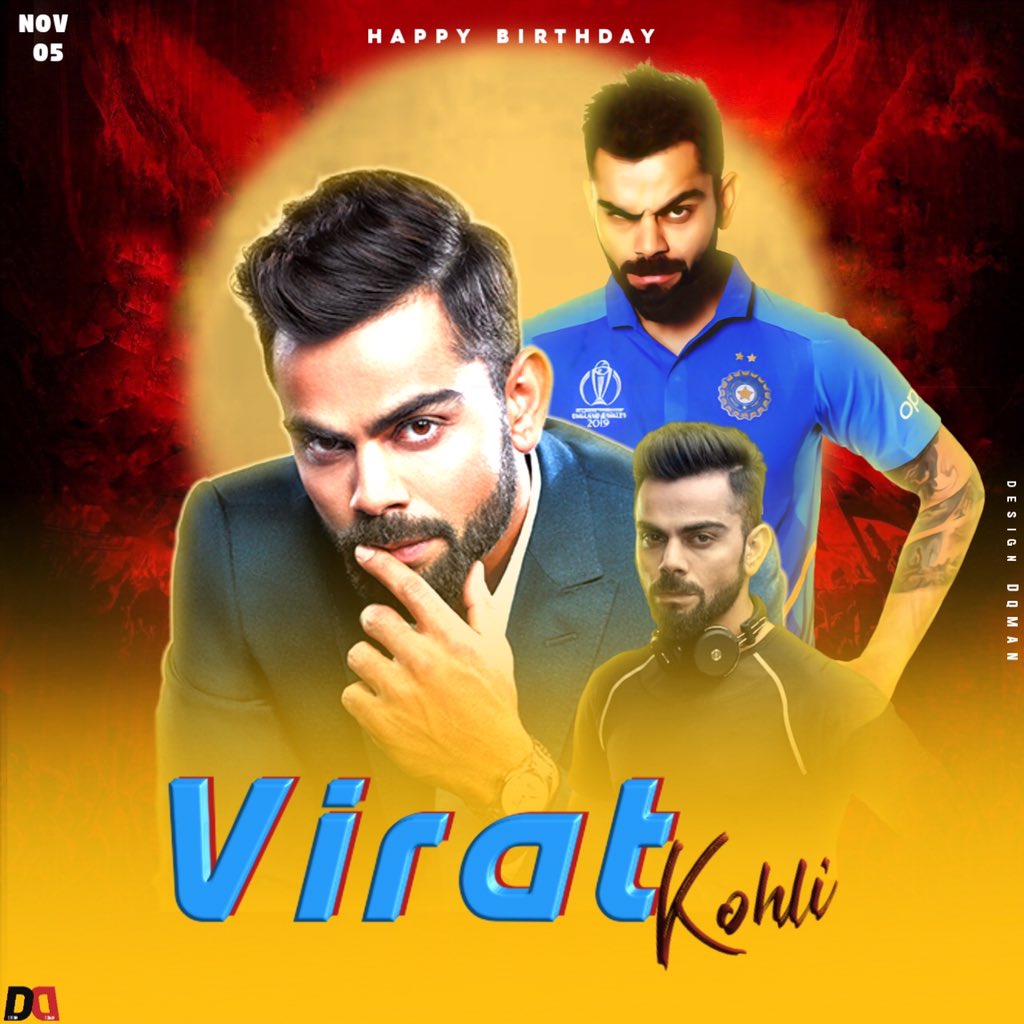 DqMan5's tweet photo. #NewWork 
Happy Birthday 🥳 
.

@imVkohli 

.
KING OF CRICKET 🏏😍
#HappyBirthdayVirat 😍
#designdqman #azardqman https://t.co/vNS9G0u9Va