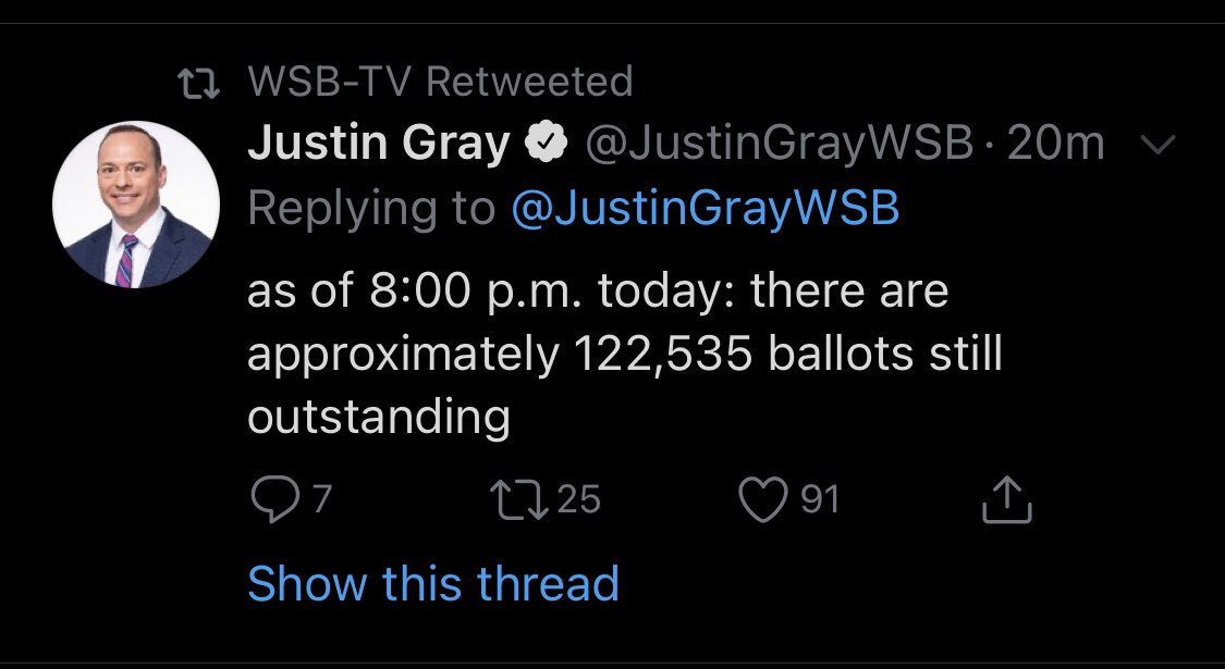 baskinclinton's tweet photo. @stclairashley @JackPosobiec @Cernovich sooo at 8pm there was 122,535 votes left to count in Ga, and at 8:02pm it jumped to 185,000?!?!?! https://t.co/NrGyau91lR