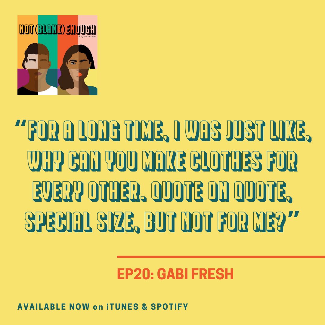 notblankenough's tweet photo. EP20 Gabi Fresh: Not Thin Enough - Plus-sized fashion, ADHD, being an influencer and what's next; biracial influencer, entrepreneur and fashion designer @gabifresh &amp; @GrasieMercedes https://t.co/8a68yZBHnn https://t.co/F4CKXsRSv0