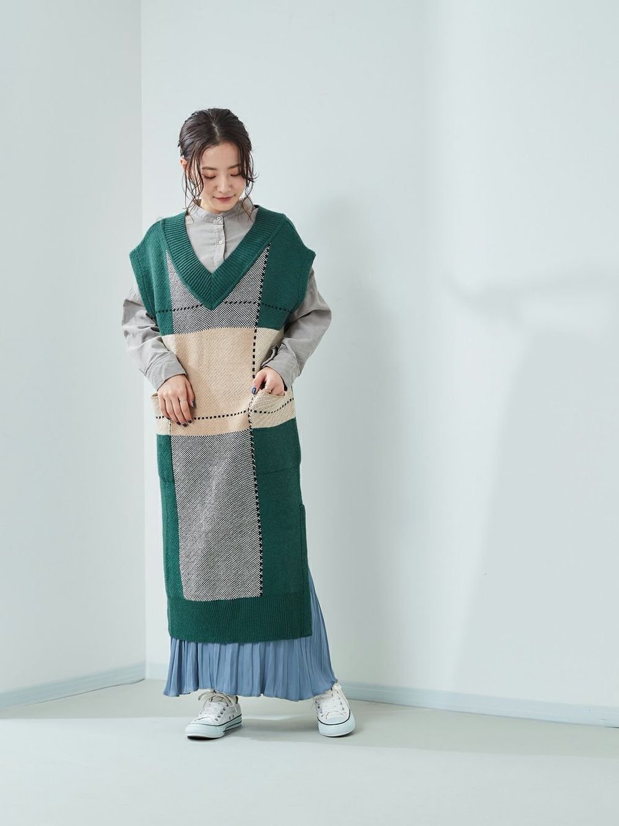 Cepo セポ Recommend ロングニットベストワンピース 5 500 Tax In 配色がかわいいベスト型の ワンピースが入荷 深めのサイドスリットを活かしたレイヤードコーデが今季の気分 T Co Xtixk6xtyz T Co Nzfyx817cm