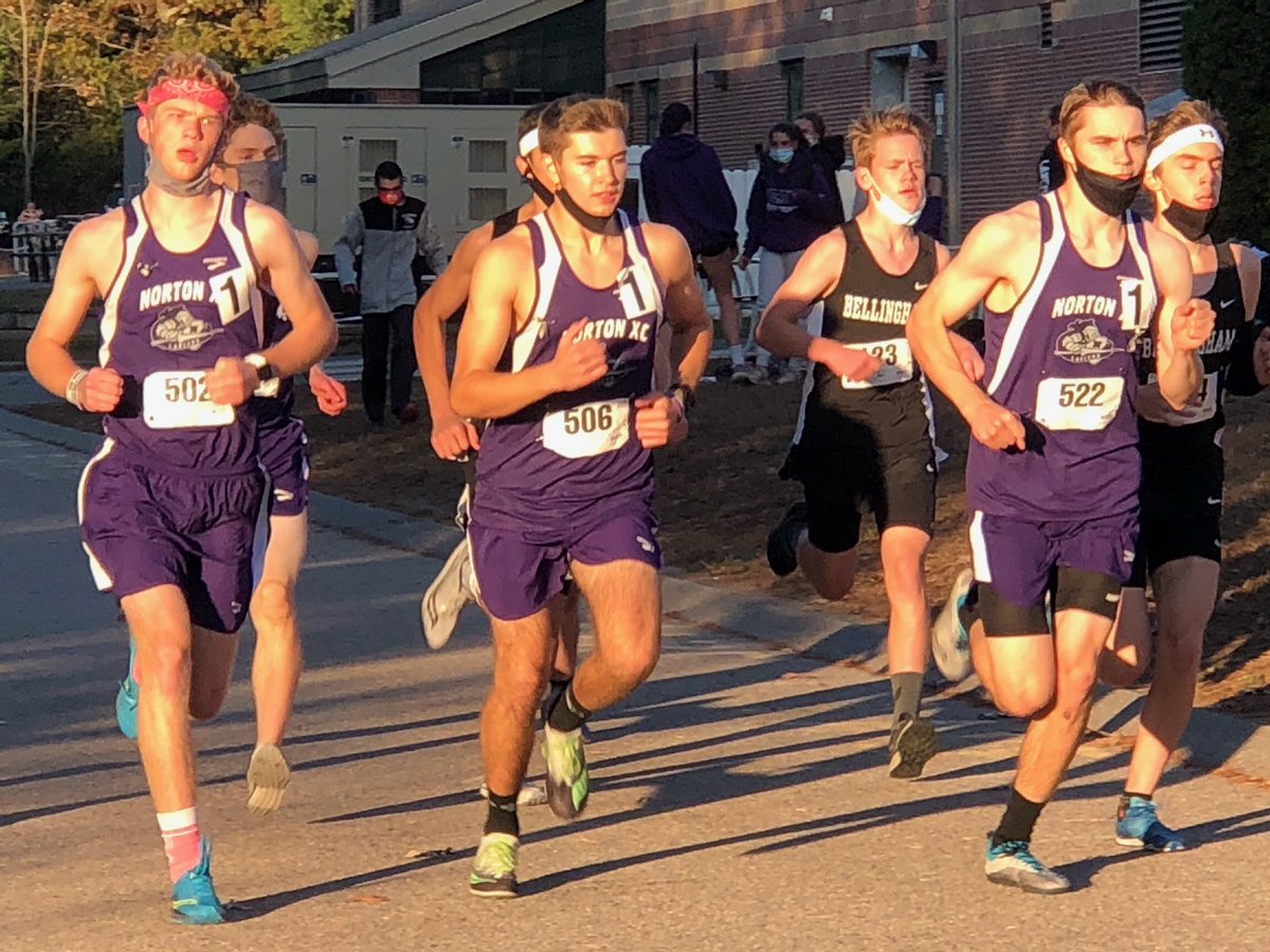 NHSCoachTaylor's tweet photo. Two good wins by BOTH teams today against Bellingham! Both teams go 1-2-3-4! Girls win 16-45, while the boys win 17-42! #nhsxc #carpediem @NHSLancersports https://t.co/oePFyjDMNB