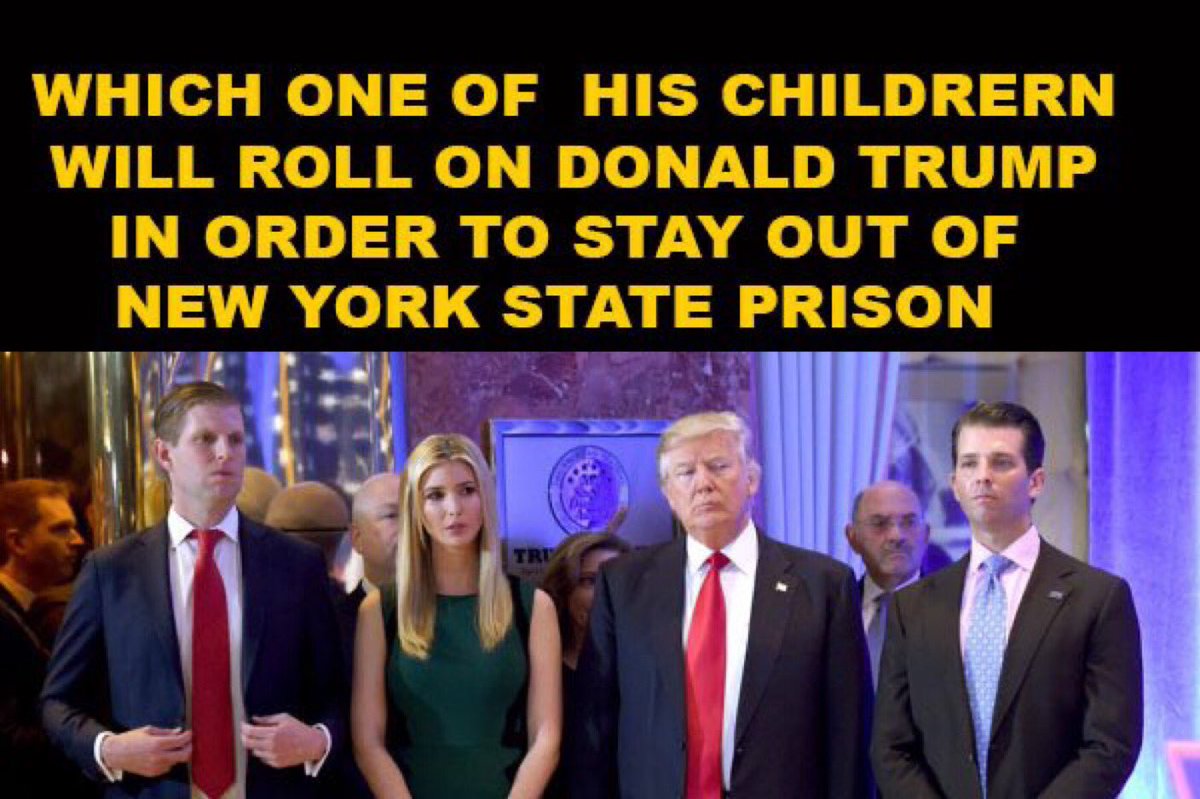 lillithmind's tweet photo. @MichaelCohen212 The real question is who is going to roll on Donald first? I think it'll be ERIC because he's the weakest link. Although a Blanca won't want to be living in a state penitentiary either https://t.co/JzsYDVqLYl