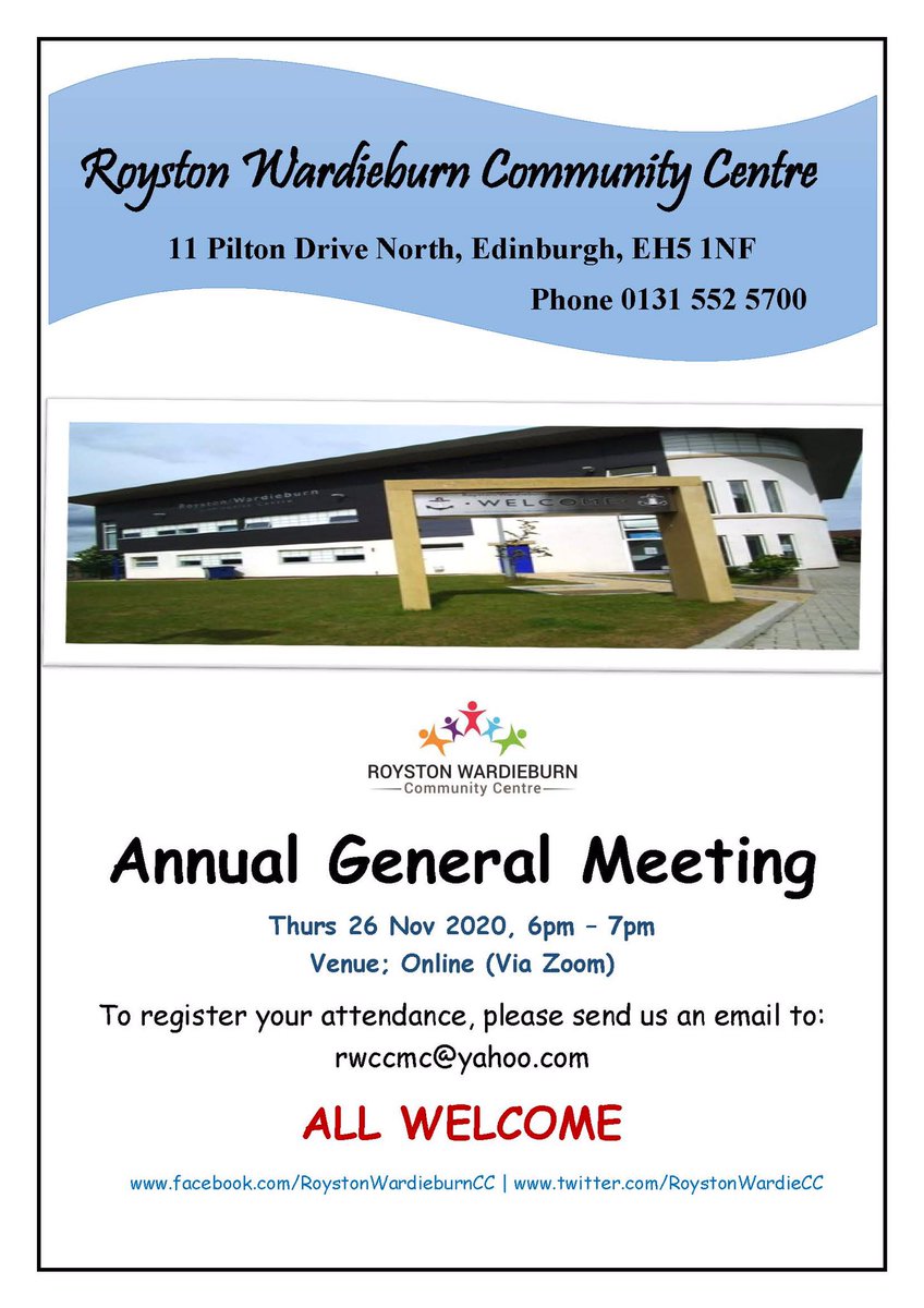 RoystonWardieCC's tweet photo. RWCC AGM - 2020 (Virtual) 
26 Nov 20, 6pm – 7pm, Thursday. Please register your interest by sending us an email rwccmc@yahoo.com All Welcome https://t.co/CH0cKsCXES