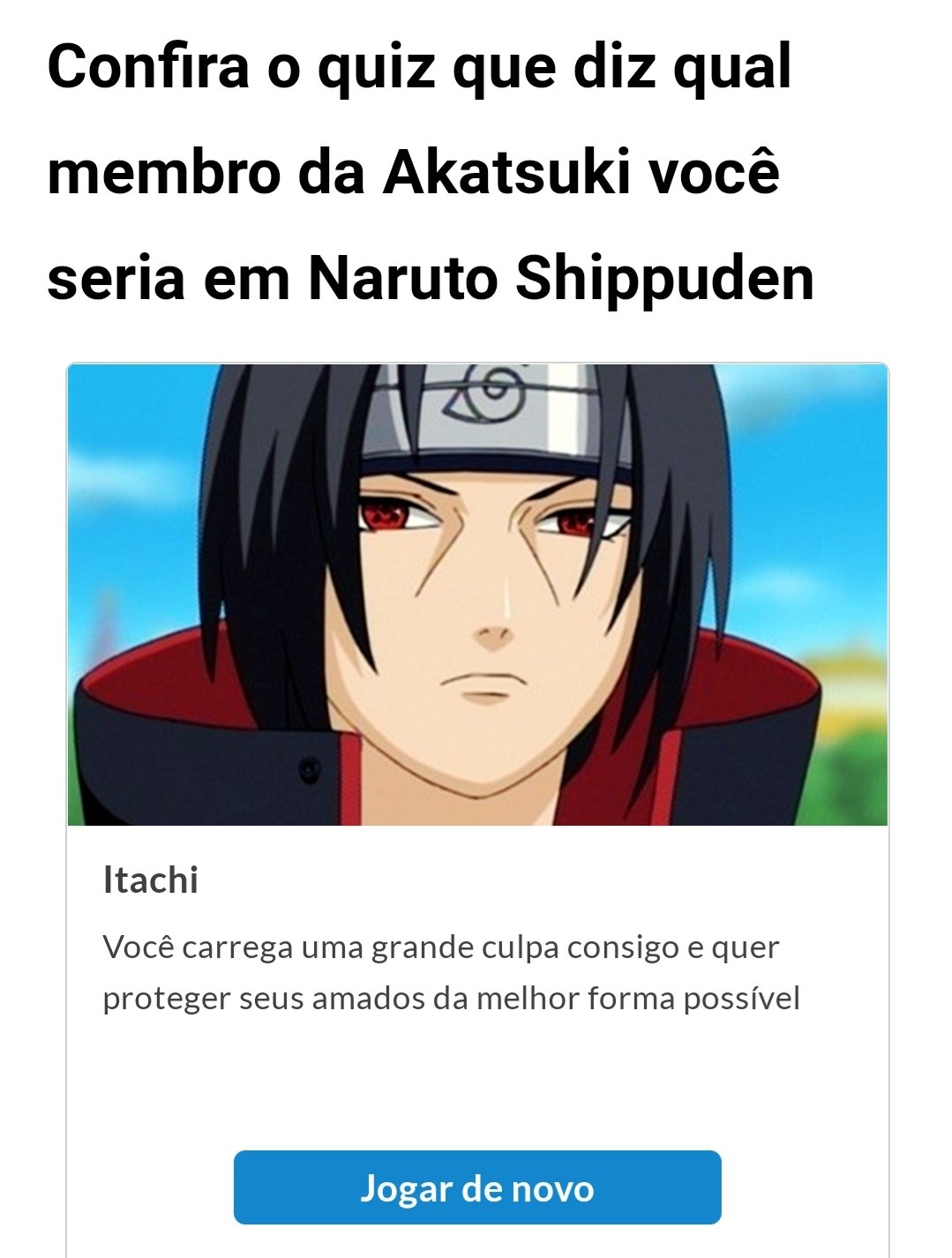 Qual membro da Akatsuki você seria? (Naruto Shippuden)