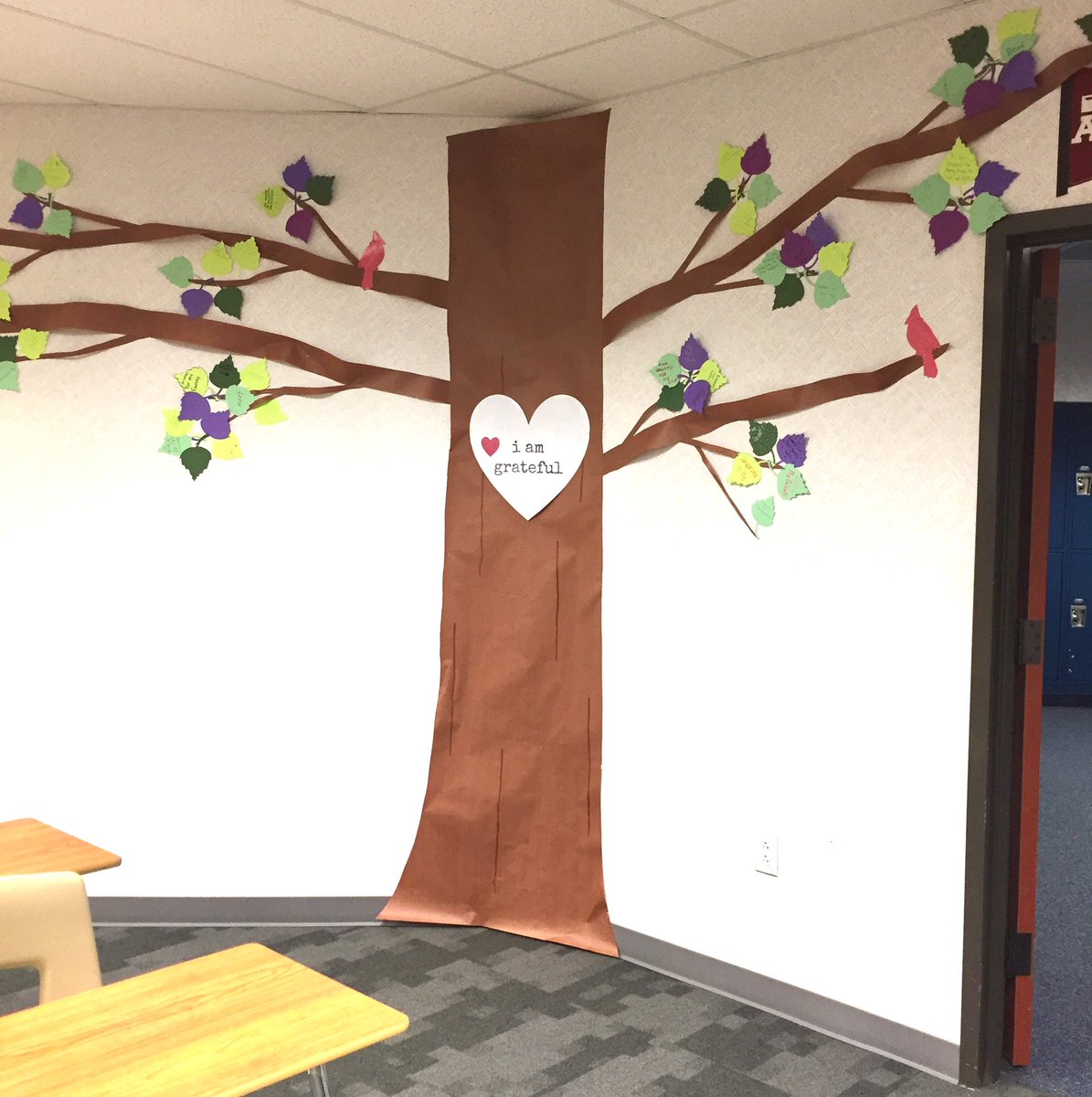 MsPhillipsCMS's tweet photo. 8th grade Tracks students are practicing #30daysofgratitude for the month of November. What are you grateful for? Stay tuned as we fill the tree! https://t.co/HgpS2N1iuc