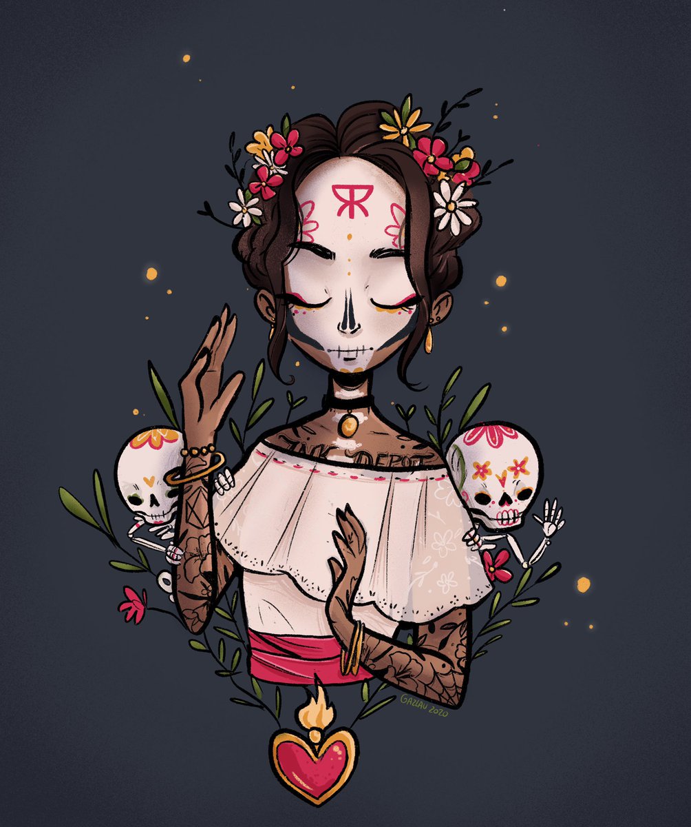 Gazlau's tweet photo. #DiaDeMuertos #catrina 💀🌸 https://t.co/8gj1UC4Smo