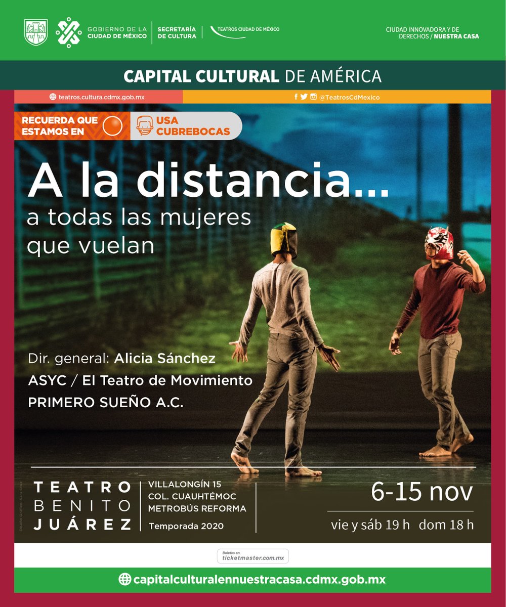_MenuTeatral's tweet photo. Tenemos 5 pases dobles para que vayas este sábado al
#TeatroBenitoJuárez y disfrutes “A la distancia, a todas las mujeres que vuelan”. Solo da RT y dinos QUIERO IR AL TEATRO CON #MenuTeatral. 🎭 https://t.co/W5assAKpQB