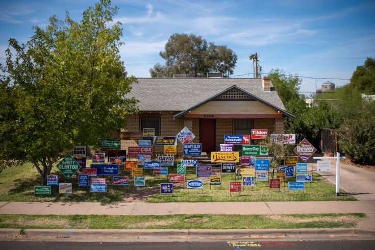 artnet's tweet photo. Whoever loses the US presidential election will be immortalized in artist Nina Katchadourian's graveyard for political signs: https://t.co/GGV4CLBkE7 https://t.co/sgfb05toTy