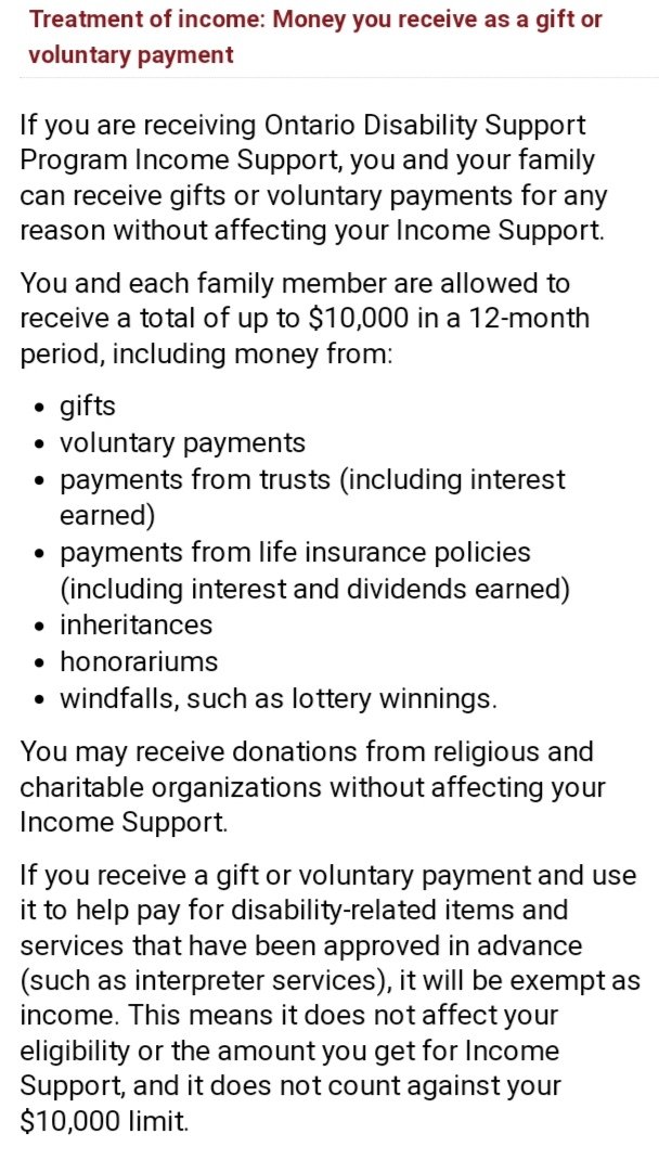 MichelleManche9's tweet image. In Ontario this is the amount &amp;amp; what is excempt from claiming when on #ODSPpoverty