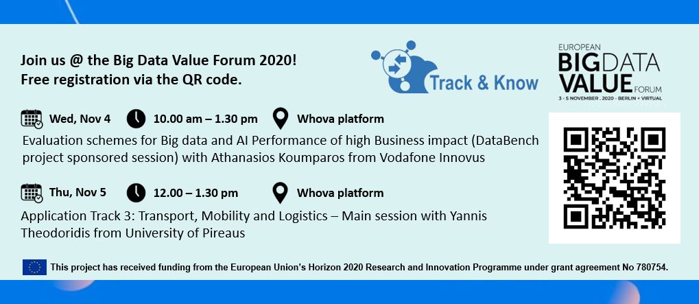 #EBDVF2020 #Day3 with one last session involving T&amp;K, which closes up on our project's final event. Yannis Theodoridis from the University of Pireaus will be participating in Application Track 3 entitled "Transport, Mobility and Logistics – Main session." bit.ly/3oUrxU6