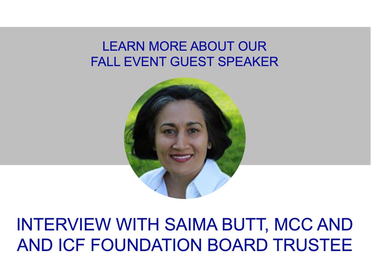 Ahead of our ICF UAE Fall Event on 16 Nov 2020 at 6pm, we interviewed our guest speaker, Saima Butt, MCC and ICF Foundation Board Trustee, to learn more about what makes her tick.  Click here to read more about this amazing coach!buff.ly/3ozmh8y