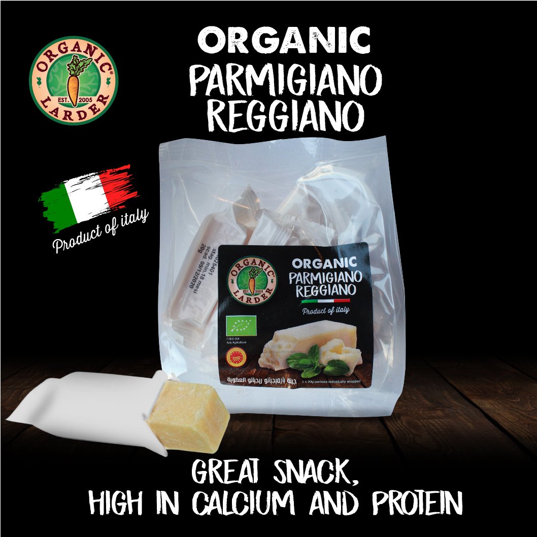 Check out our new product!Individually-packed parmigiano reggiano ❤ Use only what you need, and keep the rest fresh❕ 🤩⁣

🌱 #OrganicLarder 🌱⁣
"𝘖𝘳𝘨𝘢𝘯𝘪𝘤 𝘮𝘦𝘢𝘯𝘴 𝘭𝘢𝘳𝘥𝘦𝘳..."⁣
⁣
🌱 #اللاردرالعضوي 🌱
اللاردر هو العضوي⁣
#organic #organiclife #cheese #parmigiano