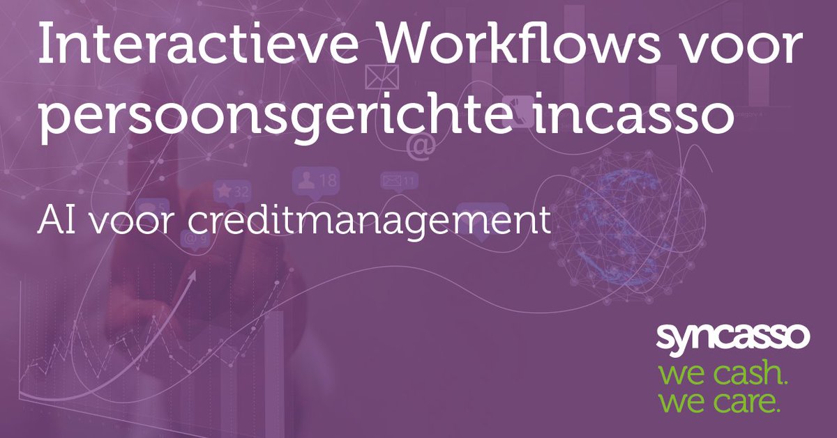 Syncasso's tweet image. Interactieve Workflows voor persoonsgerichte incasso. AI ondersteunt persoonlijk contact. bit.ly/3mWydQ6 Kijk voor meer informatie of reageer op deze artikelen via syncasso.nl/aivoorcm.