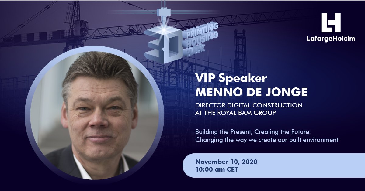 BeMyAppEMEA's tweet photo. Join our special guest speaker @mfdejonge, the Director Digital Construction @BAMGroup_EU Nov. 10 at 10 am CET for his presentation, "Building the Present, Creating the Future: Changing the way we create our built environment" #3DPrintingHousingHack 🚧 https://t.co/Fgy4XuXHjI https://t.co/FPxS5jDpXW