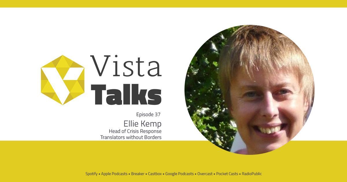 VistaTalks's tweet photo. Watch the Ellie Kemp episode (Translators without Borders). https://t.co/Y4imIJhj8s #EliieKemp #translatorswithoutborders #t9n https://t.co/xXT170nTsa