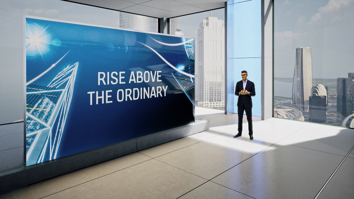KONECorporation's tweet photo. We’re LIVE!🔴💻 KONE CEO @HenrikEhrnrooth opens our virtual ‘Rise Above the Ordinary’ #event by highlighting our role in making #urbanization more sustainable and discussing the importance of #adaptability for both #highrises and #offices. #RethinkingHighRise https://t.co/LTOO6FQ2op