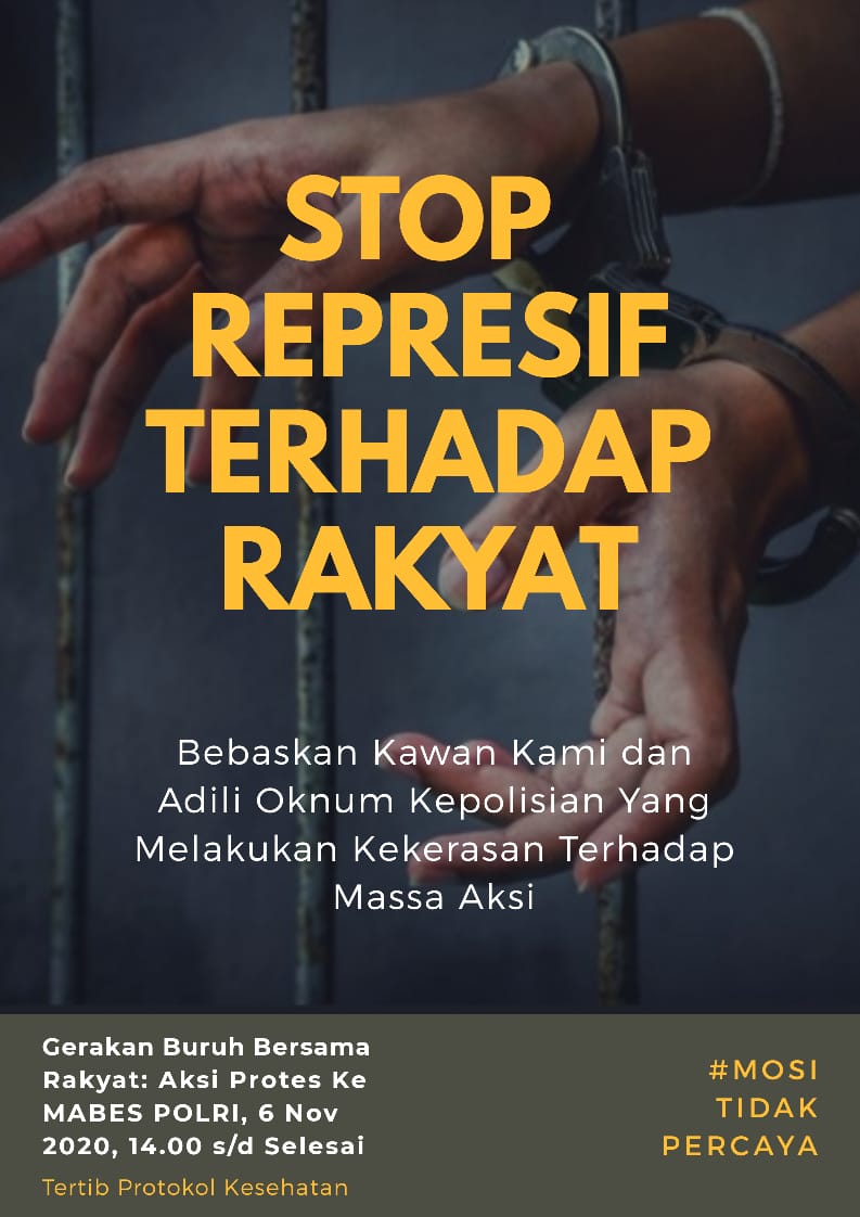 unang_sunarno's tweet photo. Besok siang jam 2, Gerakan Buruh Bersama Rakyat akan melakukan Aksi Unjuk Rasa di Mabes Polri, untuk merespon tindakan represif, penangkapan dan kriminalisasi terhadap aktivis, gerakan rakyat, mahasiswa, pelajar, dll. @KasbiIndo @AksiLangsung @FsbnK @Lini_ZQ @SPMJ_ @mitatweets https://t.co/XnNo1bBBLE