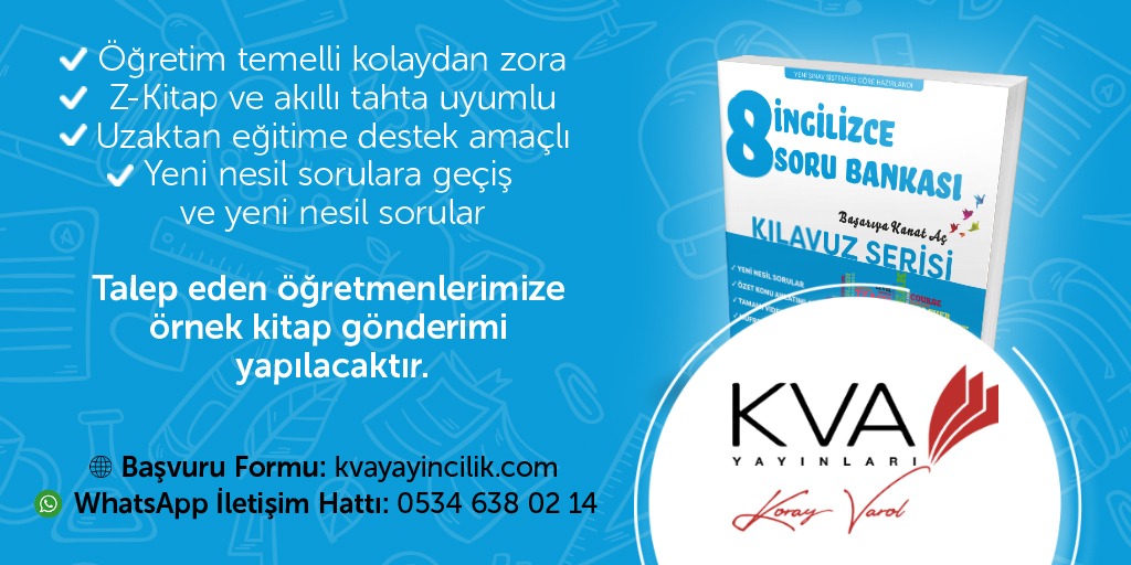 LGS formatına uygun, KVA Yayınları kılavuz serisiyle kılavuzunuza güvenin sınava hazırlanırken yarı yolda kalmayın. 
✅Öğretim temelli kolaydan zora
✅Z-Kitap ve akıllı tahta uyumlu
✅Uzaktan eğitime destek amaçlı
✅Yeni nesil sorulara geçiş ve yeni nesil sorular
#kvayayıncılık