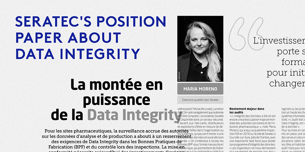 SeratecAPIs's tweet photo. Seratec participates in an interesting interview with specialists about Data Integrity. Thanks to our Quality
and GMP Compliance Director, Maria Moreno, for her contribution.
https://t.co/mPfwdp9yyD
#DataIntegrity #digitization #factory4.0 #seratec #APIs https://t.co/v2MdlqUgqs