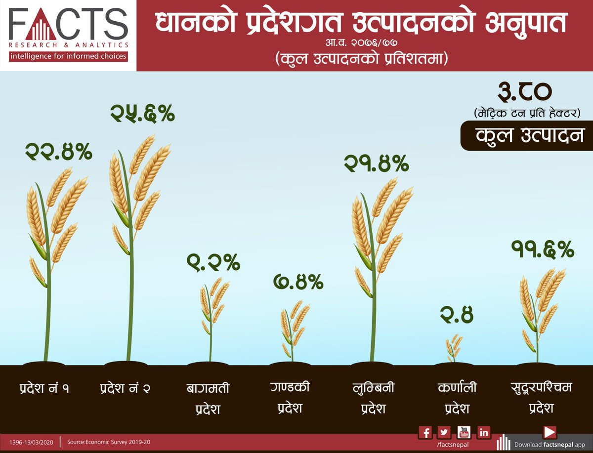 FACTSNepal's tweet photo. धानको प्रदेशगत उत्पादनको अनुपात
#FACTSNepal @FACTSNepal https://t.co/sPzpLv41wK