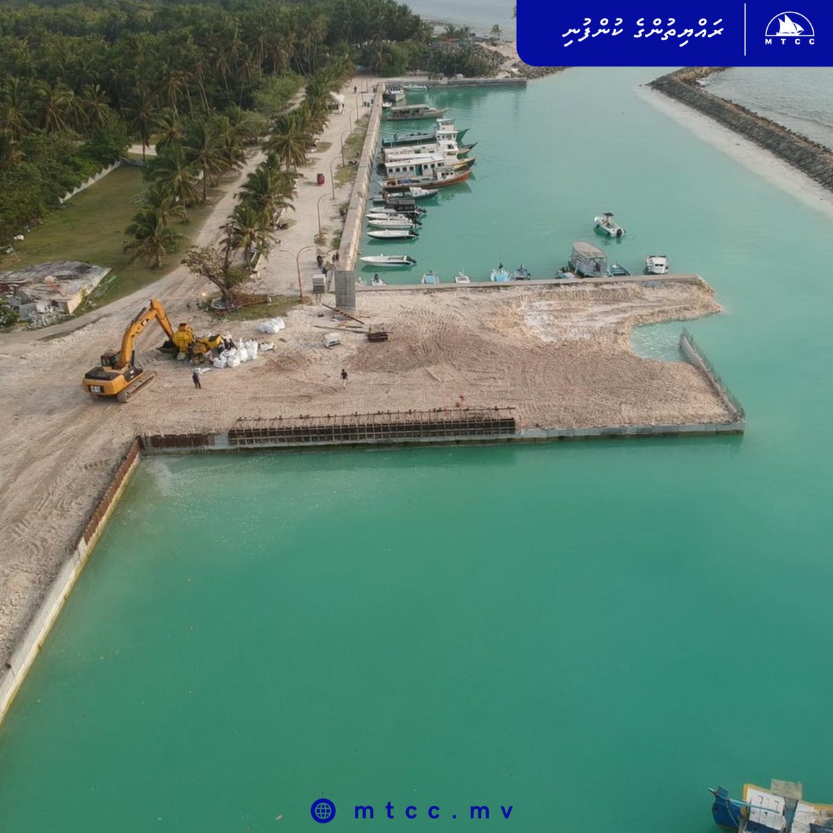 MTCCPlc's tweet photo. Work on Design and Build of Sh. Feevah Harbor is well underway, with overall 61% project progress. Construction of breakwater and installation of precast concrete blocks required for quay wall construction are currently ongoing, with 53% and 41% completion respectively. https://t.co/fGnx5SxjOH