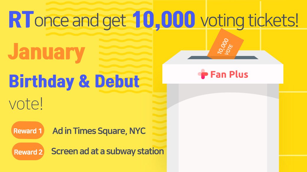 fanplus_app's tweet photo. ➖
For 5days, one RT = 10,000 VTs give-away!🎟
➖

🌼January Vote Open Event🌼
▪Event Period : ~11/9 23:59 (KST)
▪How to Participate : RT > Prove RT results

Submit a form to prove RT result▶ https://t.co/GVYsMhIoiz

#fanplus #팬플러스 https://t.co/wq3GdzQdOI