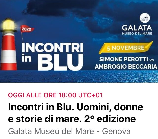 mediterraneaexp's tweet photo. Oggi h18:00, dal Galata Museo del Mare Genova, Simone Perotti e Ambrogio Beccaria - Navigatore in streaming per raccontare il Mare.
Dalle 18:00 a questi link: 
🐬 Pagina Facebook 👉🏼 https://t.co/XQkRcticOj
🦐 Canale Youtube  👉🏼 https://t.co/utH4EkZXDM @sim_perotti @RivistaBolina https://t.co/5zfZk0INik