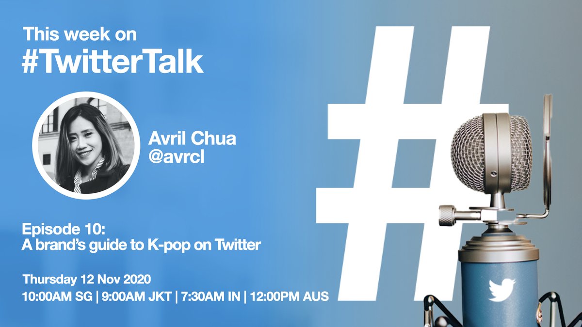 avrcl's tweet photo. Excited to be on #TwitterTalk🎙️ next week to talk about #KpopTwitter.

Can't wait to share about the unique community of #Kpop fans on Twitter, their passion, their behaviours, and what it means for brands.

Register now: https://t.co/HUYBgOwPpc https://t.co/4uz8DZo4st