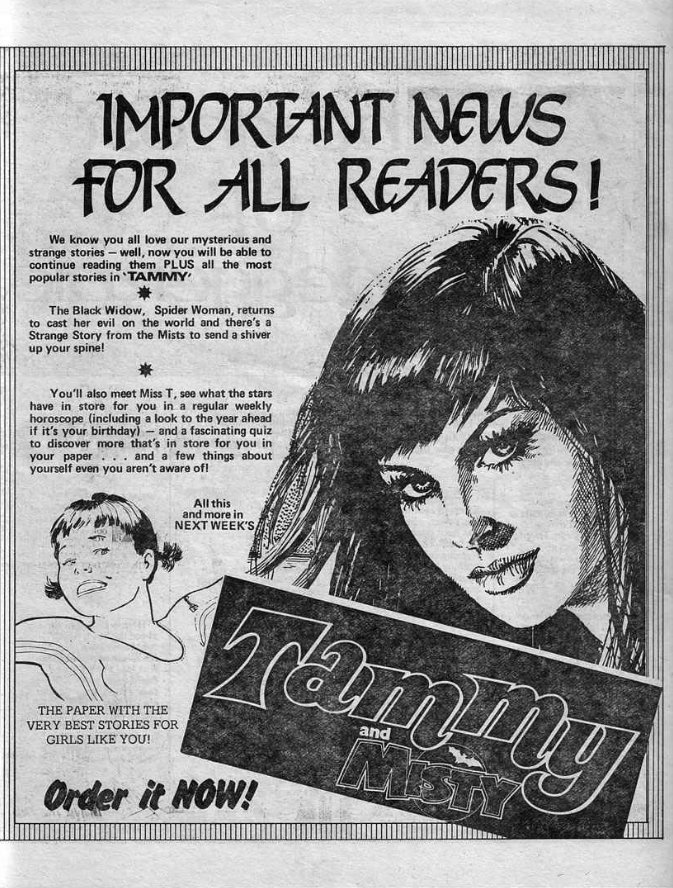 However IPC was notorious for merging comics, even popular ones, at short notice. Sadly in 1980 Misty was merged with Tammy, and soon the supernatural horror stories faded away...