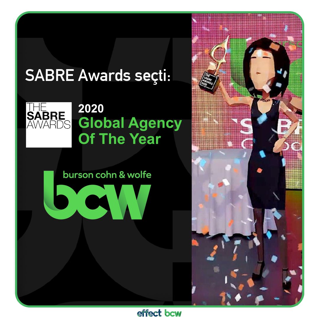 effectburson's tweet photo. SABRE Ödülleri 2020’de BCW, ‘Global Agency of the Year’ seçildi. Bu büyük ekibin bir parçası olmaktan dolayı gurur ve mutluluk duyuyoruz. Daha nice başarılara, hep birlikte 🎉
@BCWGlobal
#effectbcw #sabreawards #bcwglobal https://t.co/M3iJvGfsW0